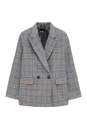 Double-breasted check blazer