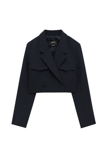 Cropped blazer with flap detail