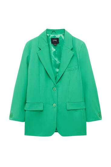 Green two-button blazer