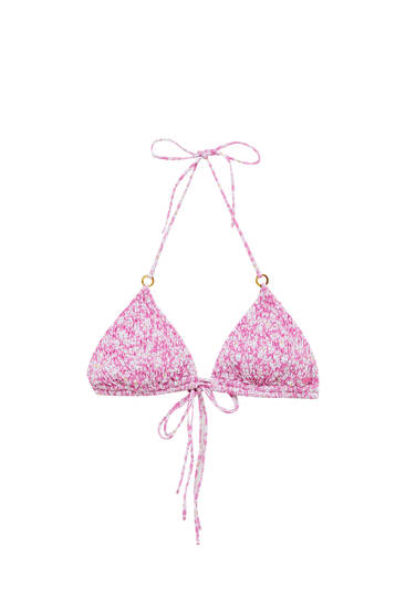 Floral print triangle bikini top - pull&bear