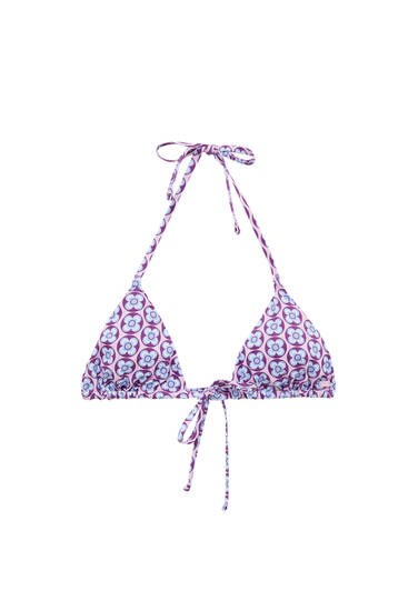 Retro floral print bikini top