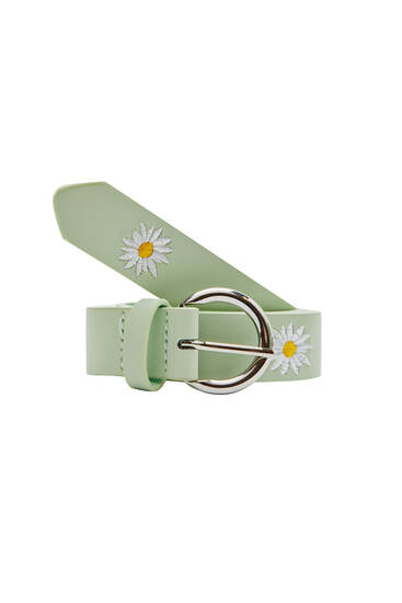 Embroidered daisy belt