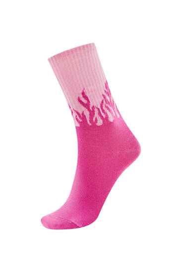 Pink flame socks