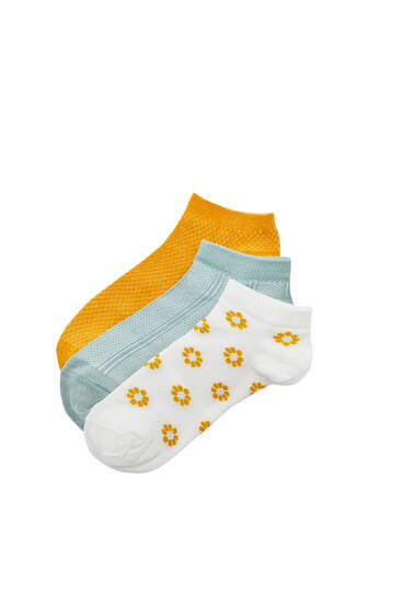 Pack of 3 daisy print ankle socks