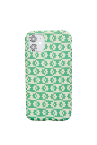 Chequered floral print smartphone case
