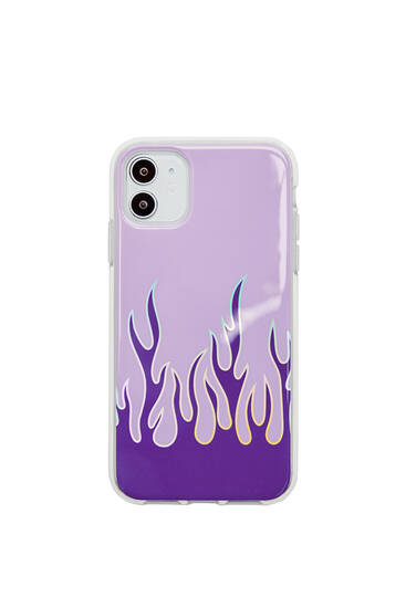 Lilac smartphone case with flames