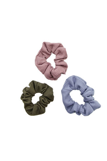 3-pack of waffle-textured scrunchies