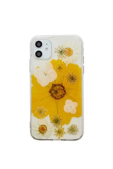 حافظة هاتف ذكي شفافة بطبعة زهور