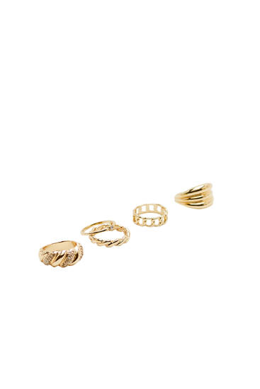 Pack of 5 gold-toned rings