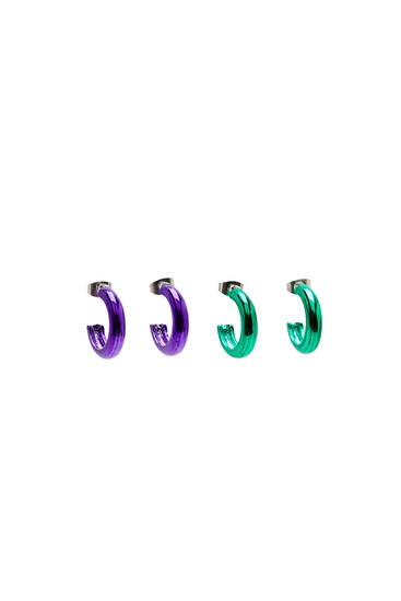 2-pack of coloured hoop earrings