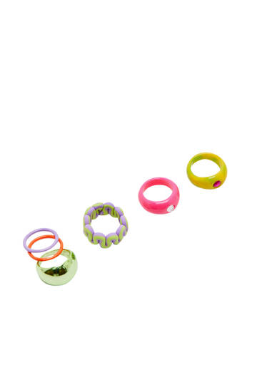 Pack mit psychedelischen Ringen in verschiedenen Farben