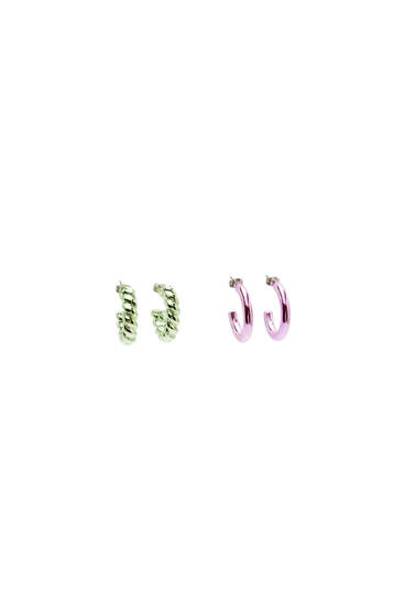 2-pack of coloured hoop earrings