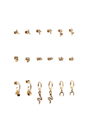 9-pack of golden earrings