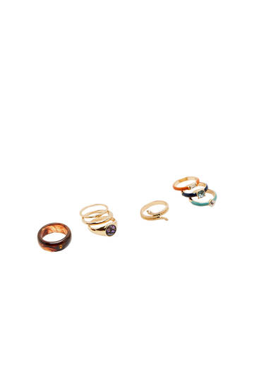 8-pack of snake and stone rings