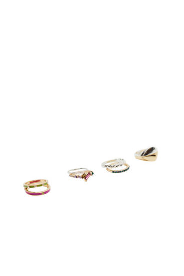 8-pack of assorted rings with heart detail