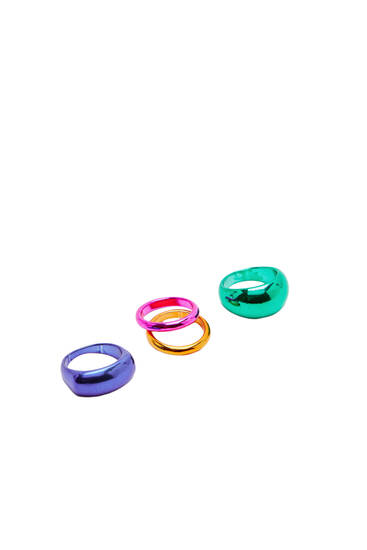 Komplet 4 kolorowych pierścionków