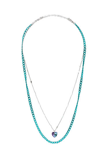 2-pack of chain necklaces with coloured detail