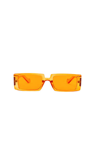 Monochrome rectangular frame sunglasses