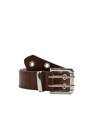 Belt with double rows of eyelets