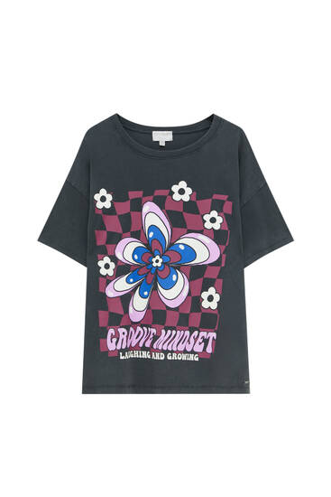 T-shirt met psychedelische bloem
