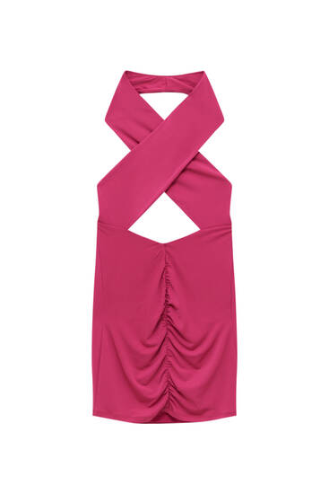 Cut-out dress with crossover neckline