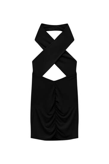 Cut-out dress with crossover neckline