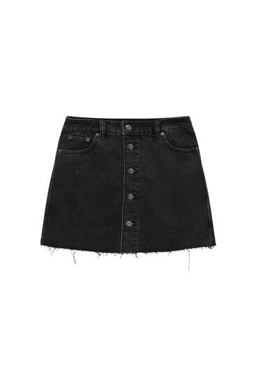 Denim mini skirt with front buttons