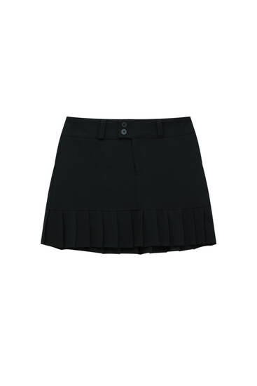 Mid-rise box pleat skirt