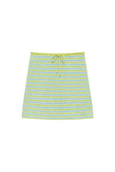 Crochet striped mini skirt