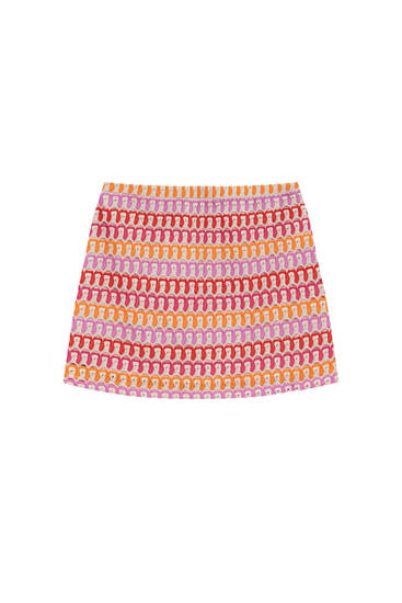 Multicoloured crochet mini skirt