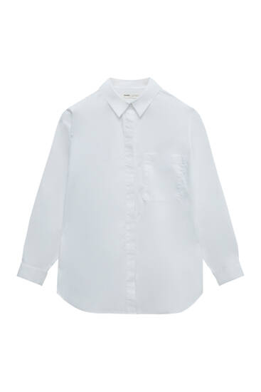 Poplin shirt with concealed buttons