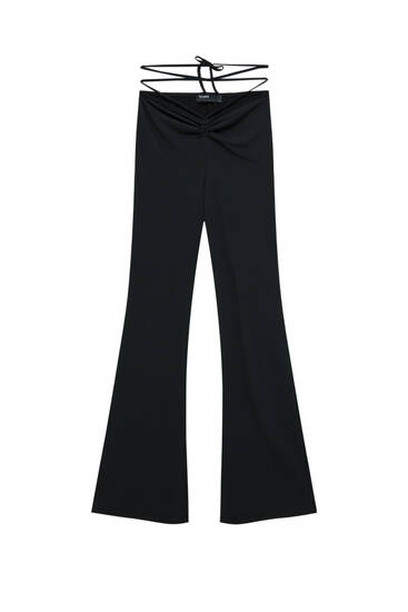 Flare trousers with tie detail