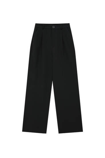 Straight-leg trousers with darts