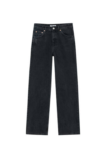 Basic-Wide-Leg-Jeans mit hohem Bund
