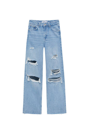 Gerade geschnittene Jeans mit hohem Bund.