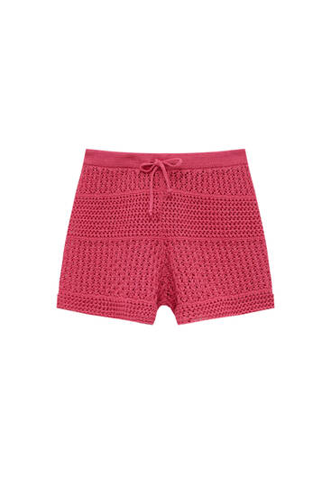 Crochet shorts with drawstring
