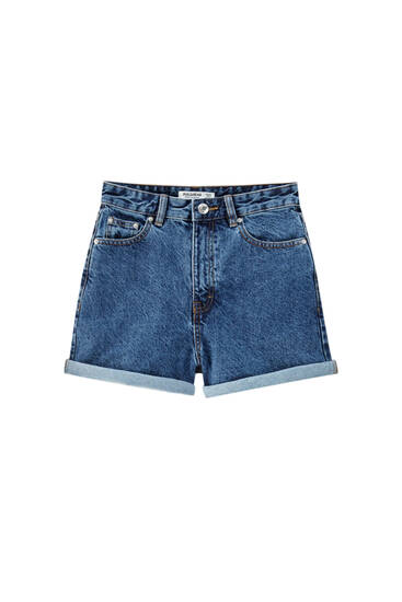 Jeans-Bermudashorts mit umgeschlagenem Saum