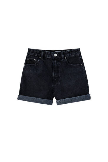 Denim shorts with turn-up hems - ecologically grown cotton (at least 50%)