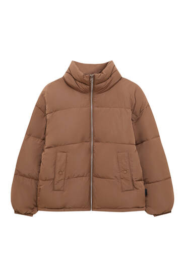 Basic high-collared puffer jacket