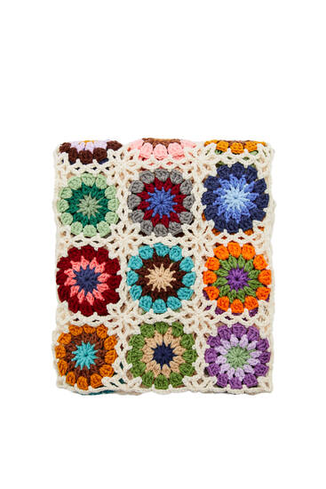 Floral crochet scarf