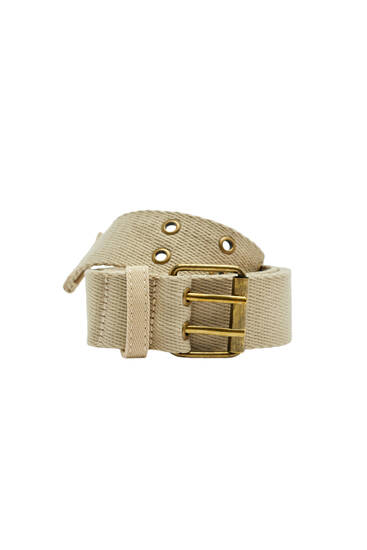 Canvas belt with double rows of eyelets