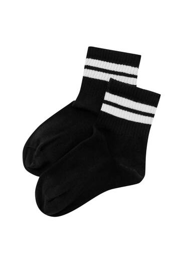Two-striped sports socks - ecologically grown cotton (at least 75%)