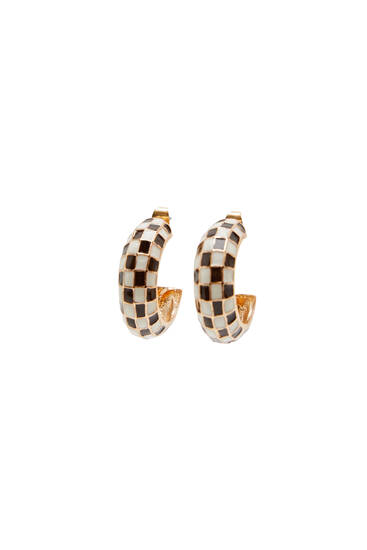 Chequered hoop earrings