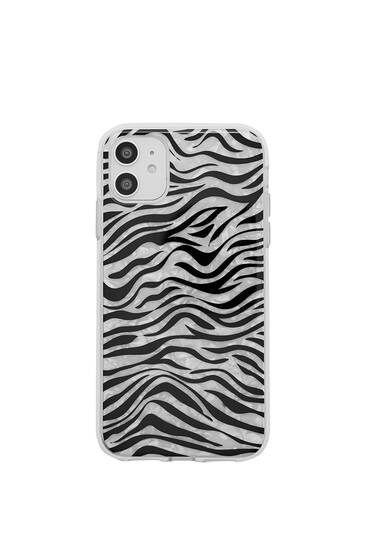 Protecție pentru smartphone sidefată cu model zebră