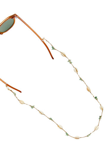 Sunglasses cord with seashells and stones