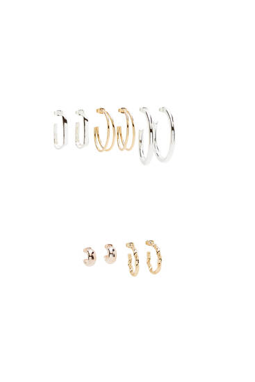 Pack of 5 pairs of hoop earrings