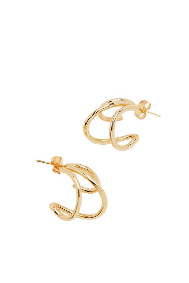 Gold-plated triple hoop earrings