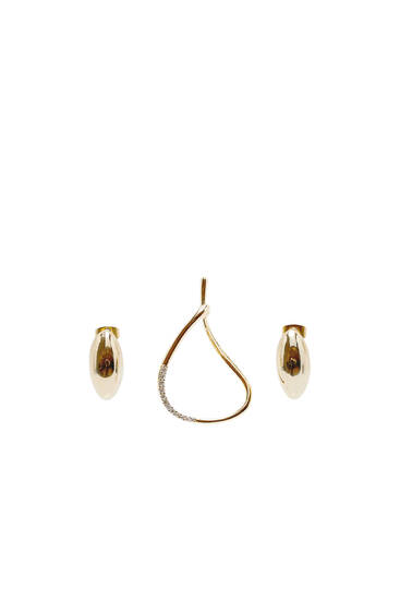 2-pack of gold-plated earrings and ear cuff