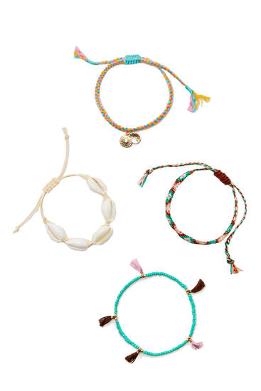 Pack of 4 braid and thread bracelets