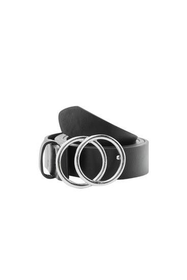 Black belt with rounded double buckle